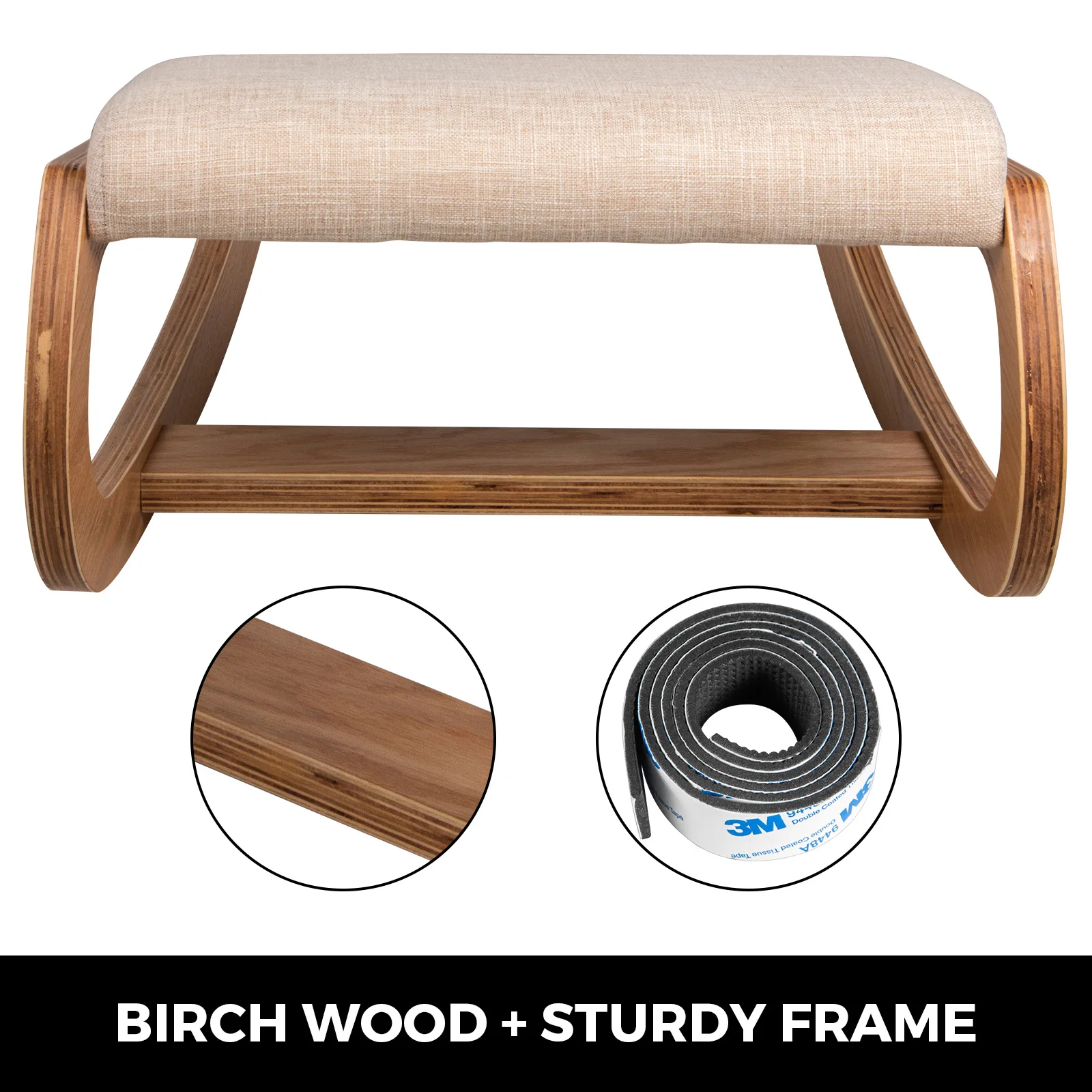 SucceBuy Ergonomic Kneeling Chair Stool W/ Thick Cushion Home Office Chair Improving Body Posture Rocking Wood Computer Chair - Image 4