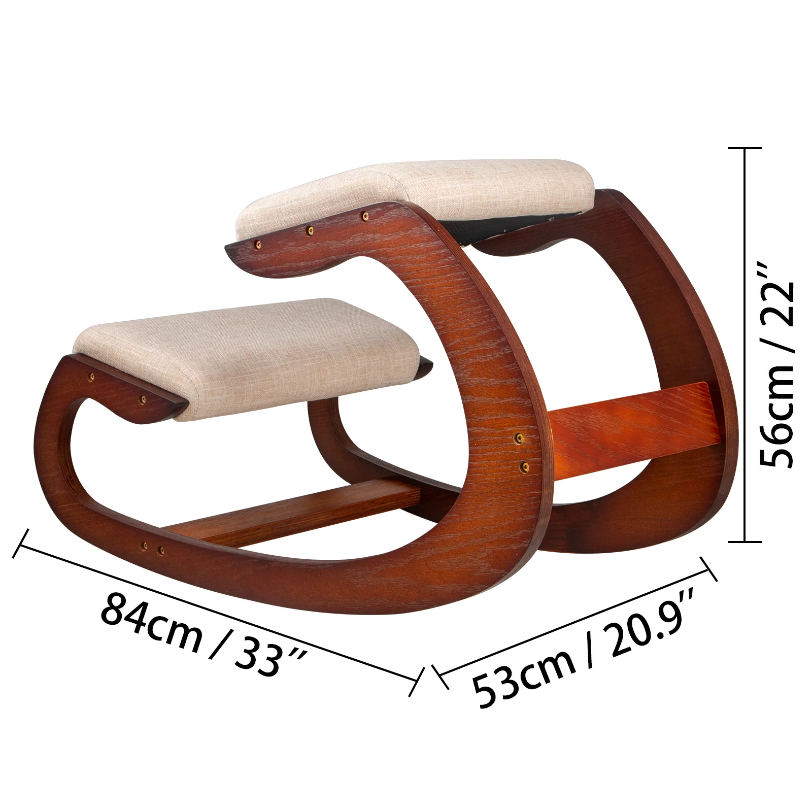 SucceBuy Ergonomic Kneeling Chair Stool W/ Thick Cushion Home Office Chair Improving Body Posture Rocking Wood Computer Chair - Image 6