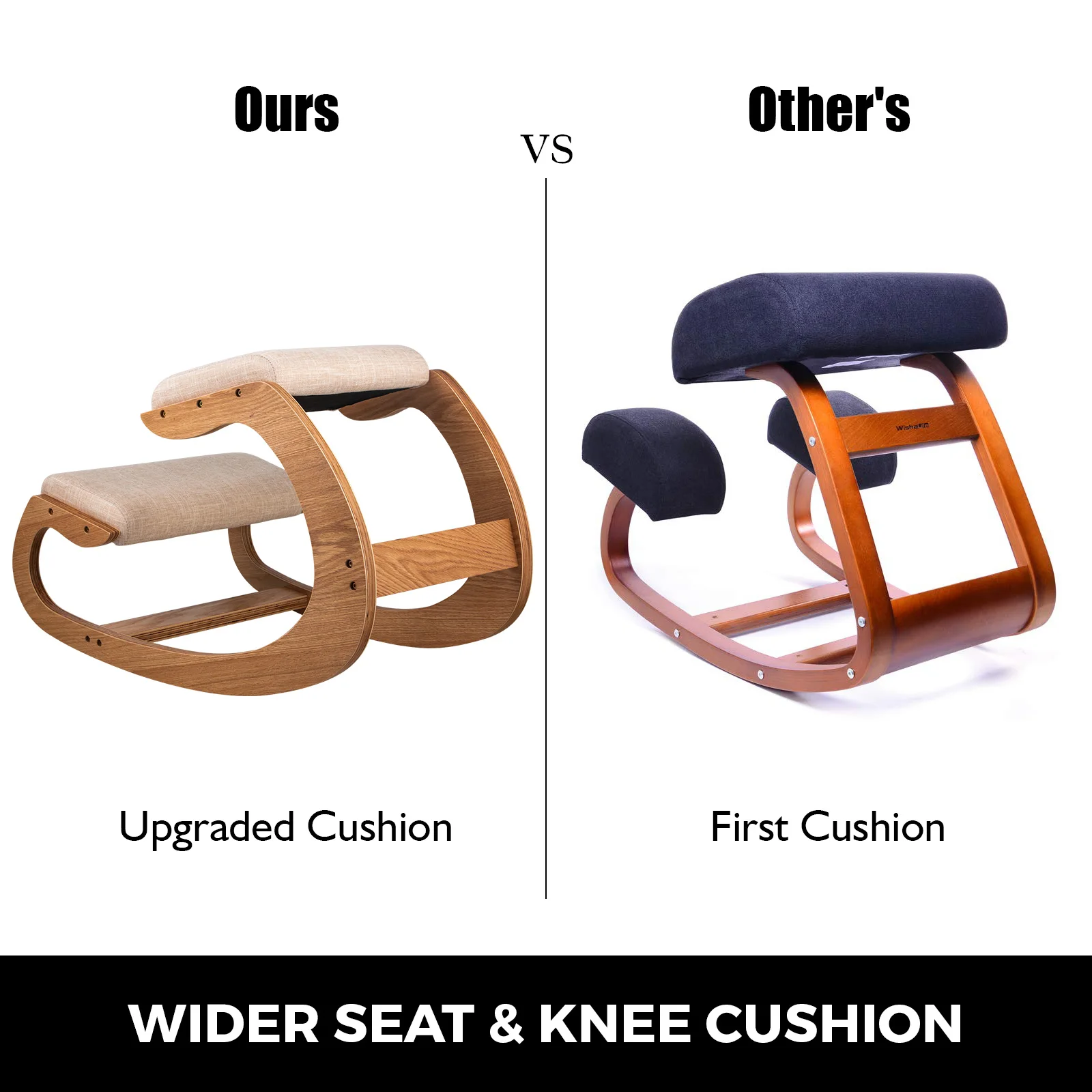 SucceBuy Ergonomic Kneeling Chair Stool W/ Thick Cushion Home Office Chair Improving Body Posture Rocking Wood Computer Chair - Image 5