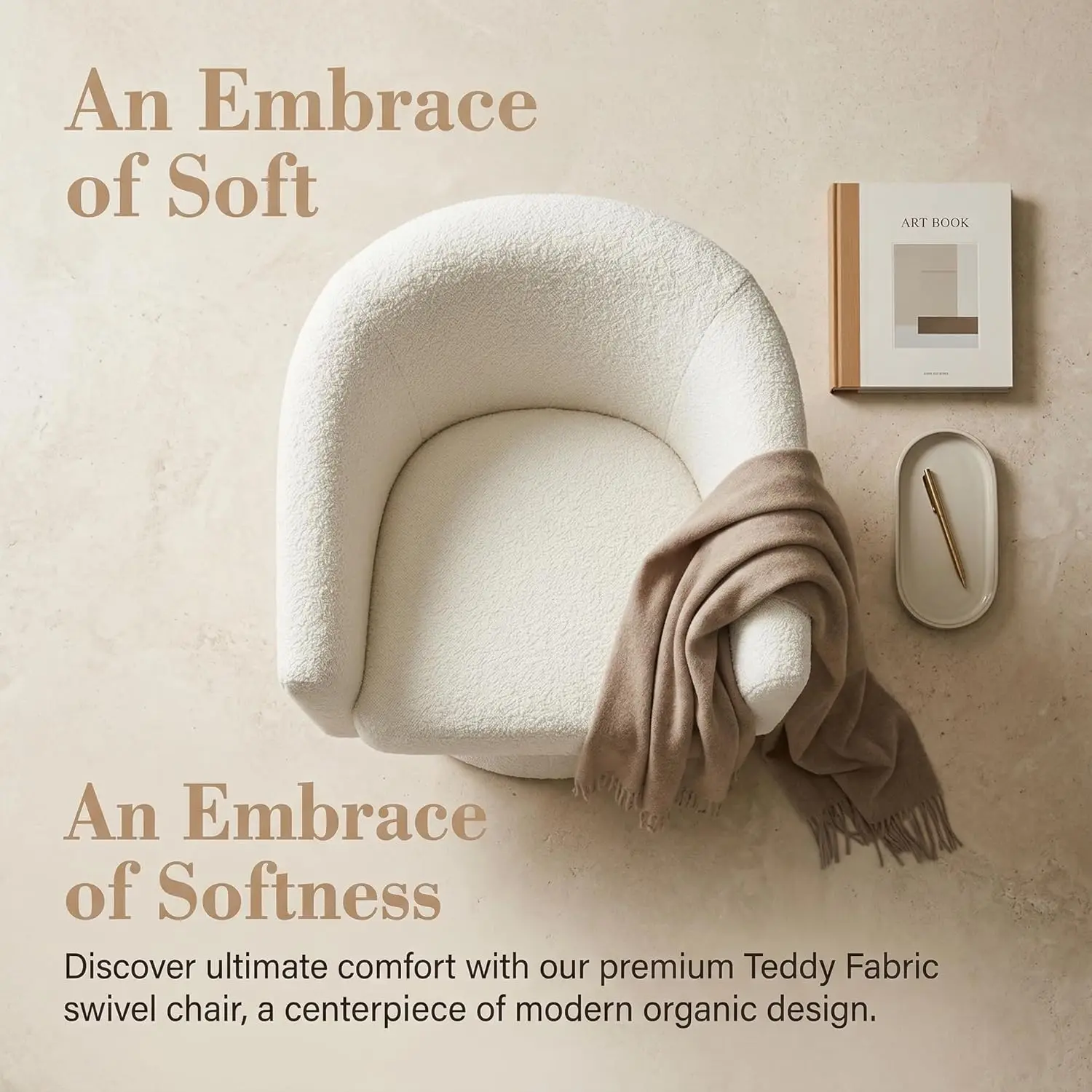 Modern White Swivel Sherpa Barrel Chair Cozy Round Arm Club Chair for Bedroom Living Room Waiting Area, Customized - Image 4