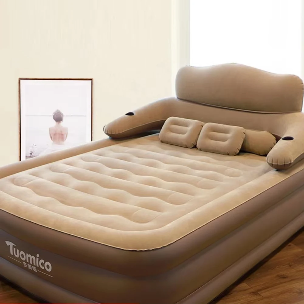 2 Persons Inflatable Mattress Camping 48cm High Bed Lazy Laying Soft Skin-friendly Folding Home Indoor Outdoor Air Cushion - Image 5