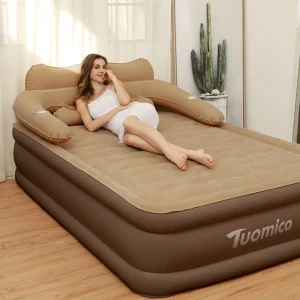2 Persons Inflatable Mattress Camping Folding Home Indoor Outdoor Air Cushion 48cm High Bed Lazy Laying Soft Skin-friendly