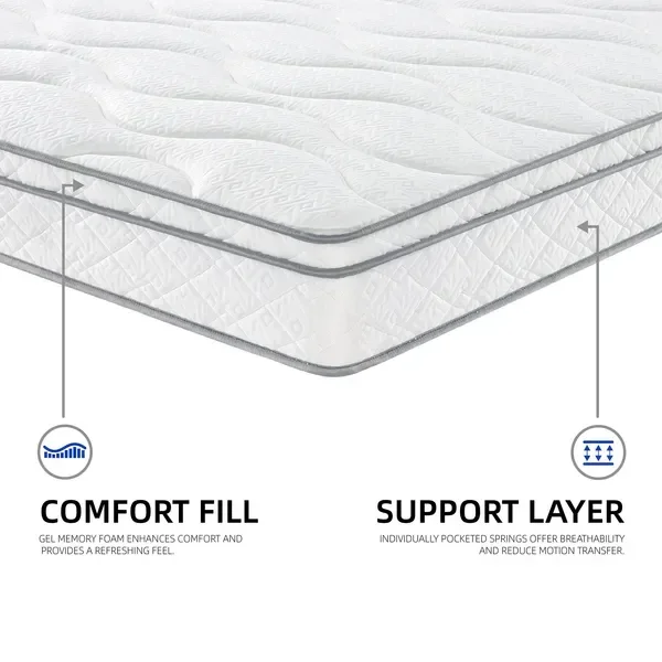 Queen Size Mattress,10 Inch Hybrid Mattrin a Box with Gel Memory Foam,Individually Wrapped Pocket - Image 6