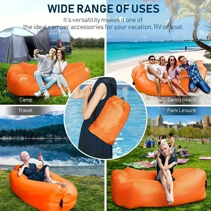 Single Person Lazy Inflatable Sofa Portable Outdoor Beach Air Sofa Bed Folding Camping Sleeping Bag for Comfortable Rest - Image 6