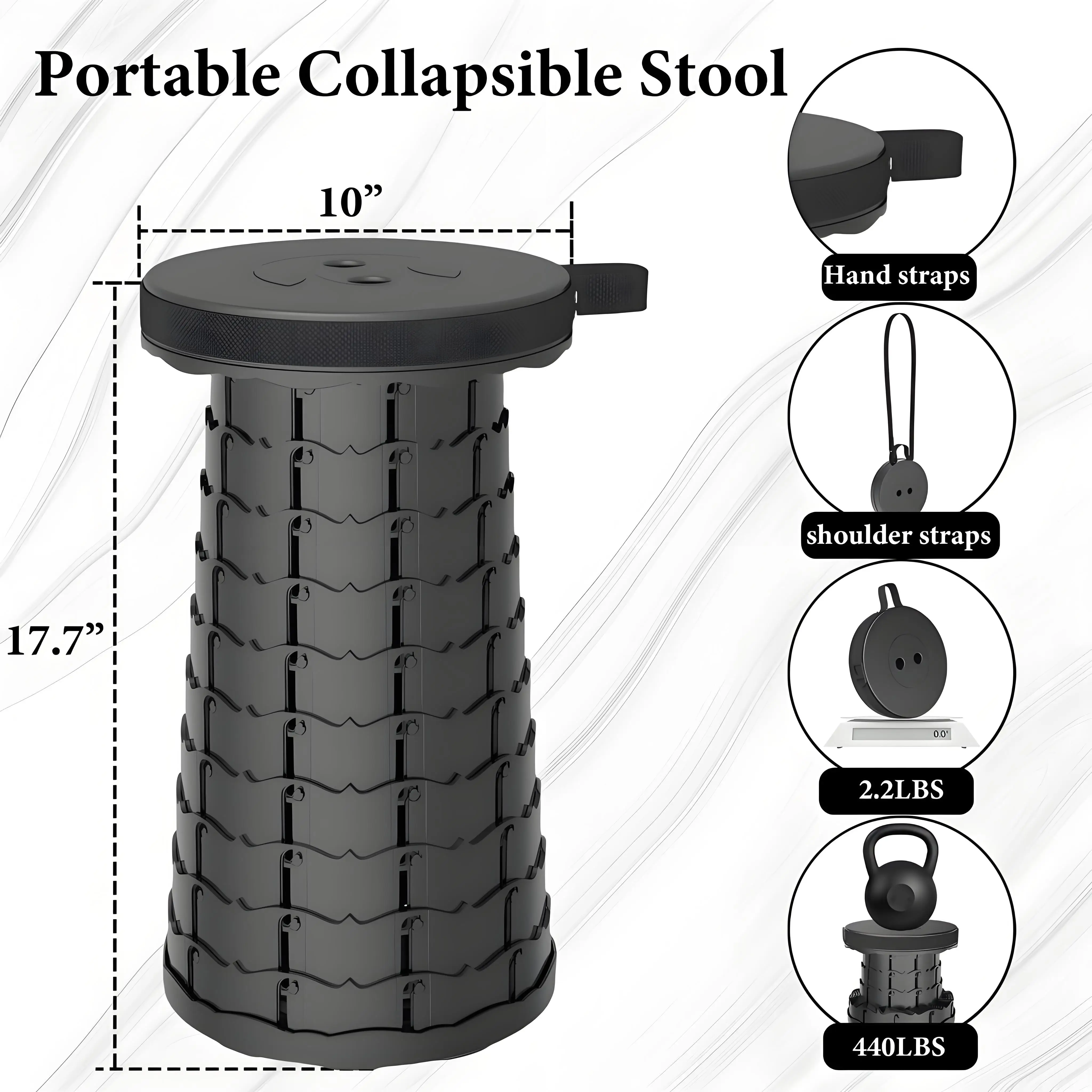 Portable Folding Stool Capacity Compact Camping Seat | Lightweight for Fishing Hiking Outdoor Events Subway Bus Commuting - Image 6