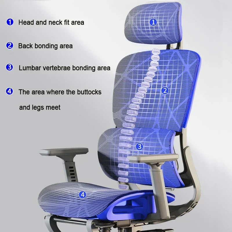 Ergonomic Office Chair Adjustable Relax Gaming Chair Computer Study Long Sitting Wheels Furgle Fauteuil Rose Office Furniture - Image 4