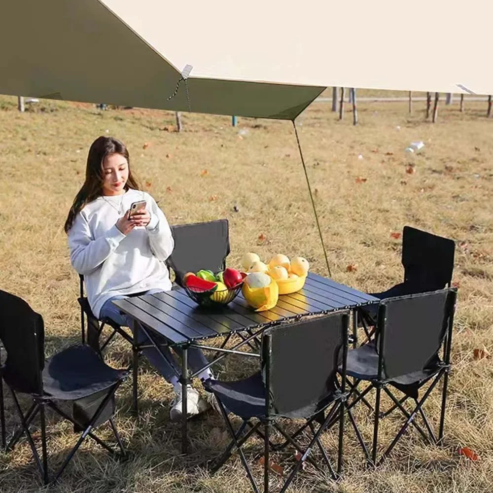 2025 Portable Folding Table Camping Table Outdoor Folding Storage Long Table Easy To Install With Net Bag Black Camping Desk - Image 3