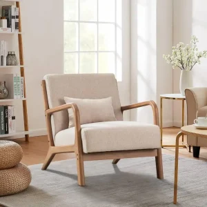 29*33*26 Inch Solid Color Solid Wood Living Room Chair 105° Backrest Non-Slip Casual Bedroom Chair With Pillow
