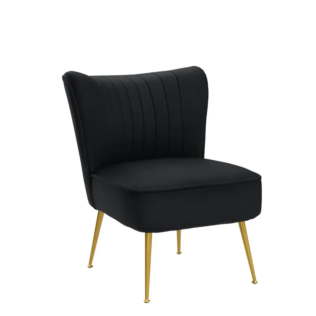 Black Velvet Accent Chair Set of 2 Armless Wingback with Gold Legs for Living Room Bedroom, Customized - Image 4