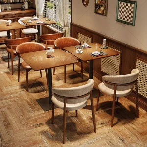 Trendy Restaurant Table Chair Set Bars, Bistros, Cafes, Solid Wood Tables And Chairs, Vintage Commercial Dining Tabl