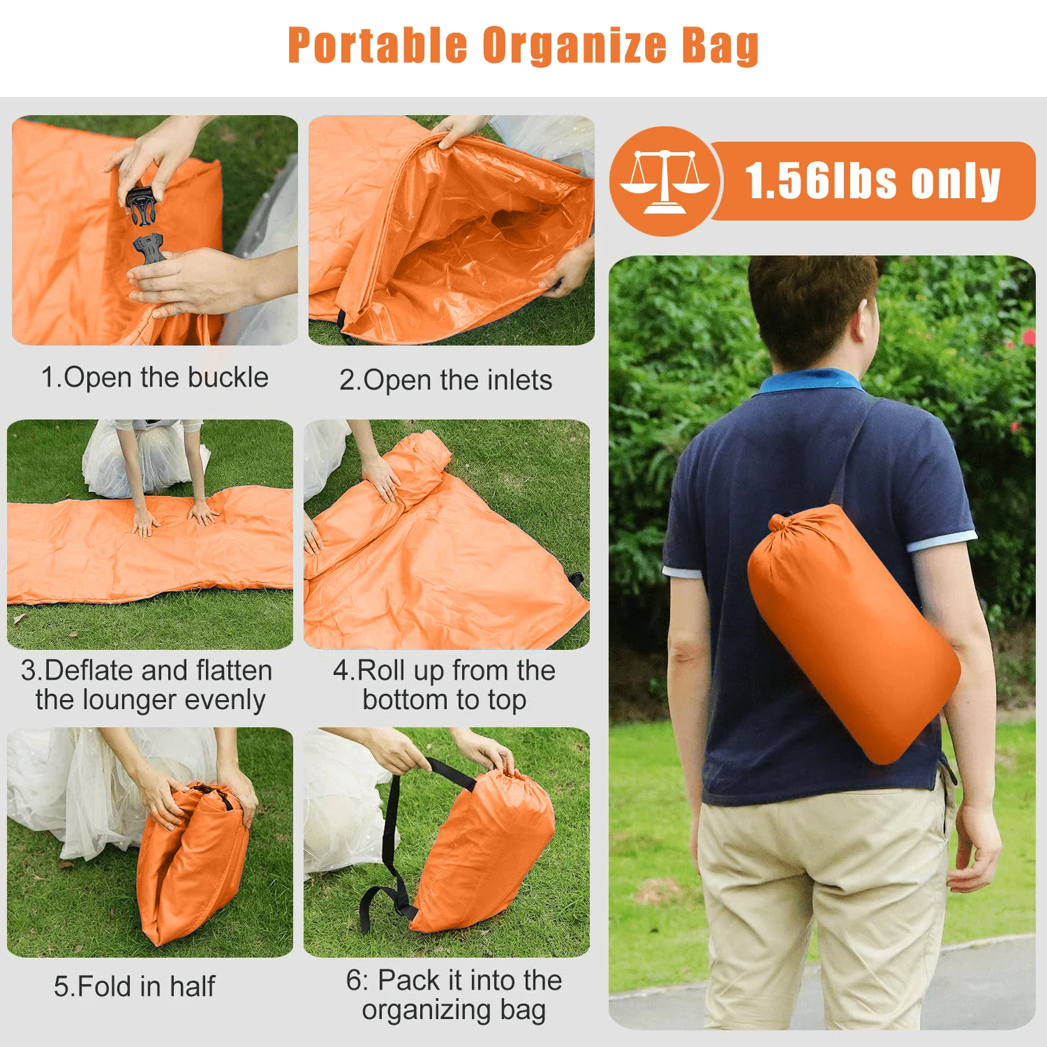 Single Person Lazy Inflatable Sofa Portable Outdoor Beach Air Sofa Bed Folding Camping Sleeping Bag for Comfortable Rest - Image 5