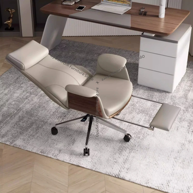 Genuine Leather Executive Office Chair - Reclining Ergonomic Computer Desk Chair with Lumbar Support for Home and Business JT40 - Image 5
