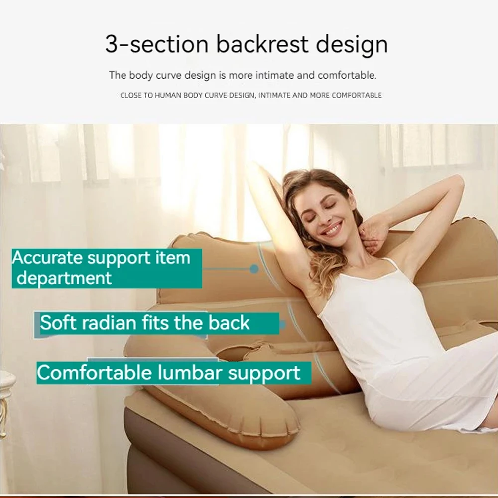 2 Persons Inflatable Mattress Camping Folding Home Indoor Outdoor Air Cushion 48cm High Bed Lazy Laying Soft Skin-friendly - Image 6