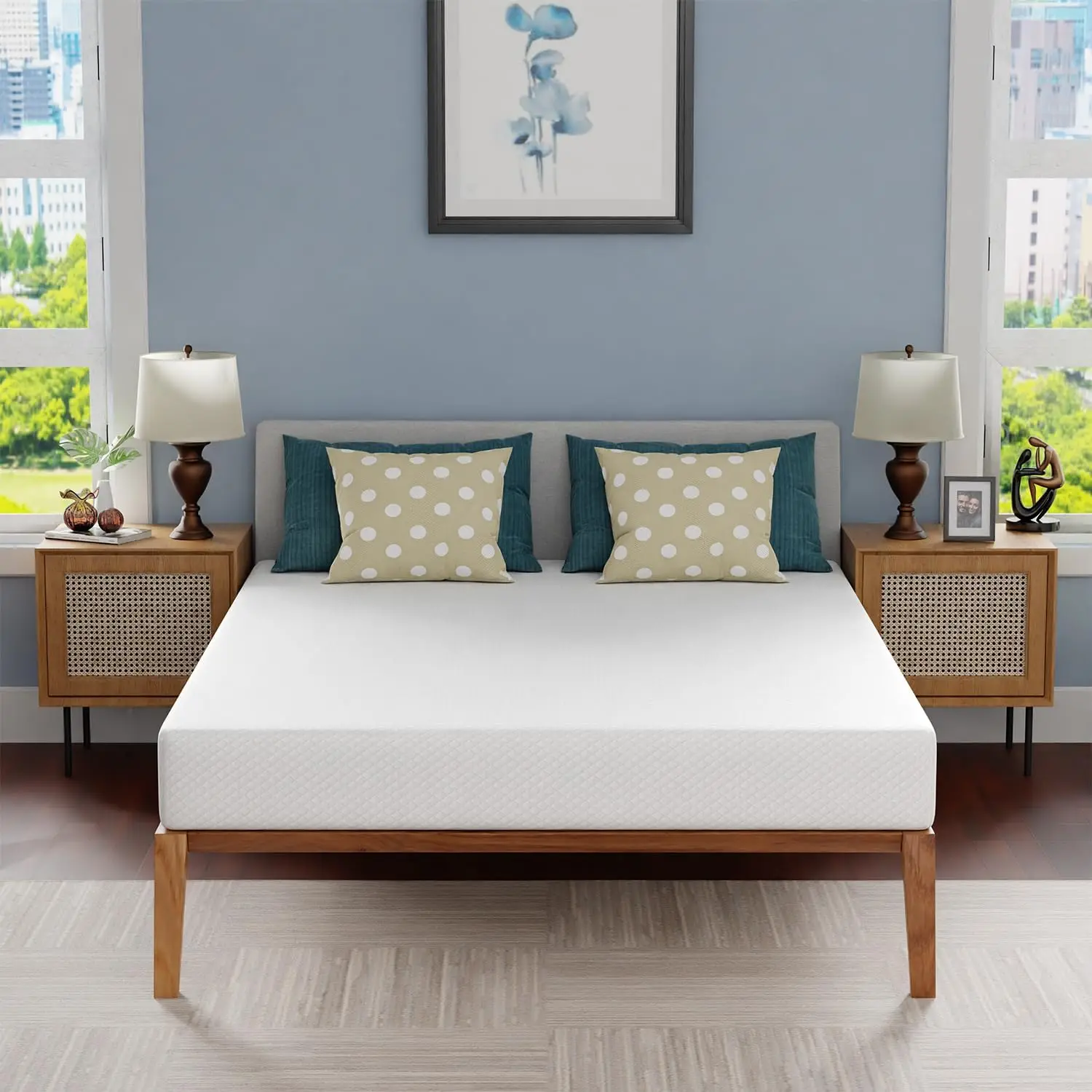 8 Inch Queen Mattress Medium Firm Gel Memory Foam Bed in a Box Cooling Ventilated Washable Cover