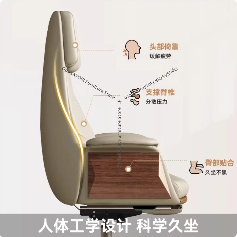Genuine Leather Executive Office Chair - Reclining Ergonomic Computer Desk Chair with Lumbar Support for Home and Business JT40 - Image 4