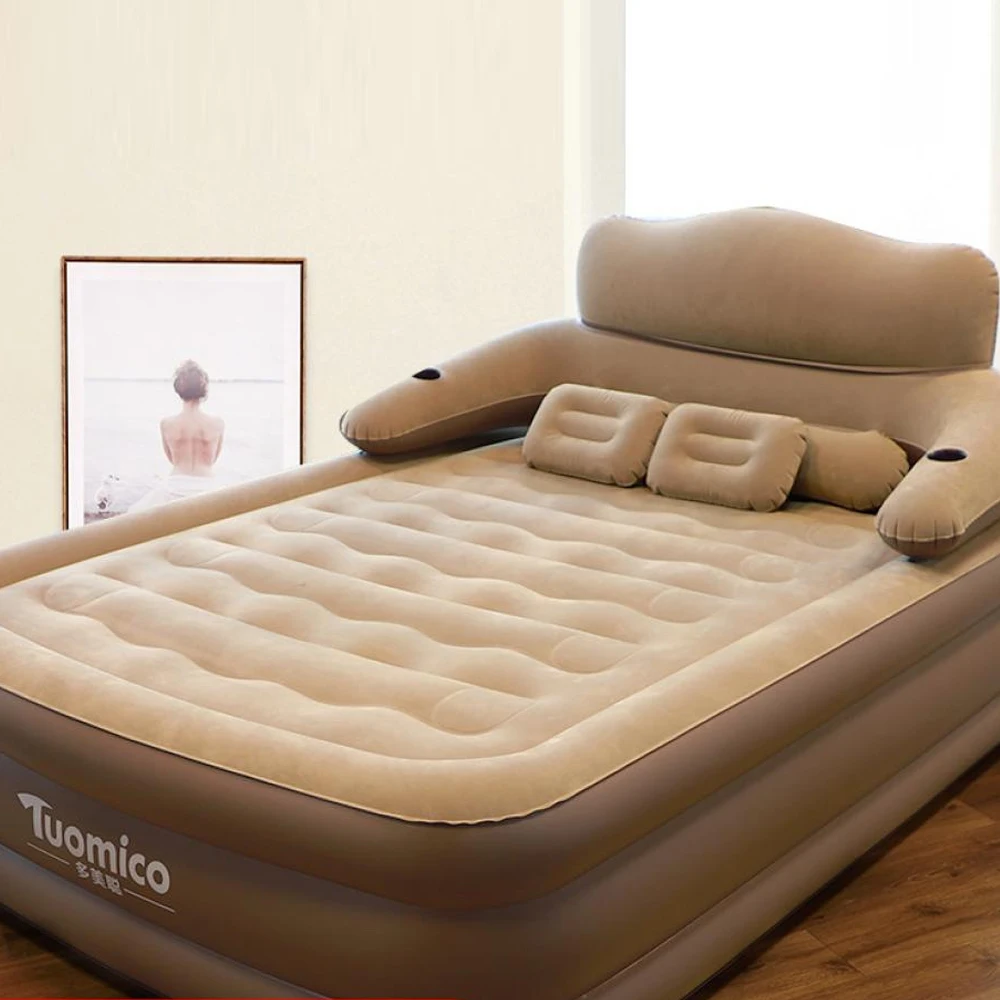 2 Persons Inflatable Mattress Camping Folding Home Indoor Outdoor Air Cushion 48cm High Bed Lazy Laying Soft Skin-friendly - Image 5