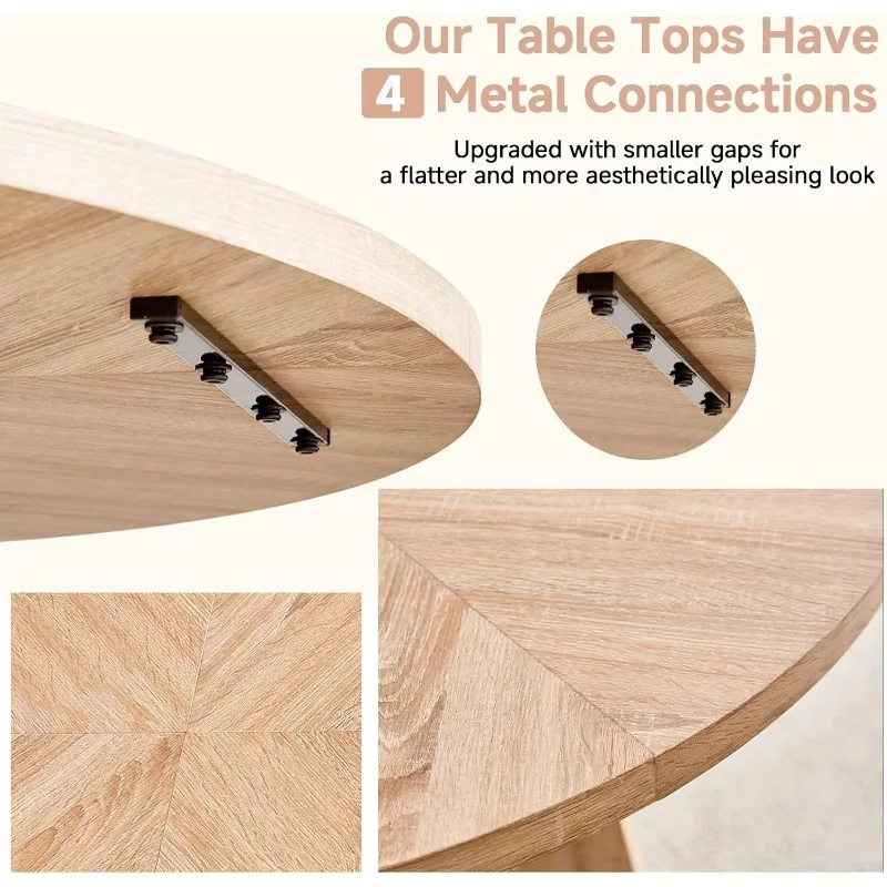 47" Round Dining Table Set for 4 with Chairs Kitchen Table and Chairs Set Mid-Century Modern Chair with Metal Leg - Image 5