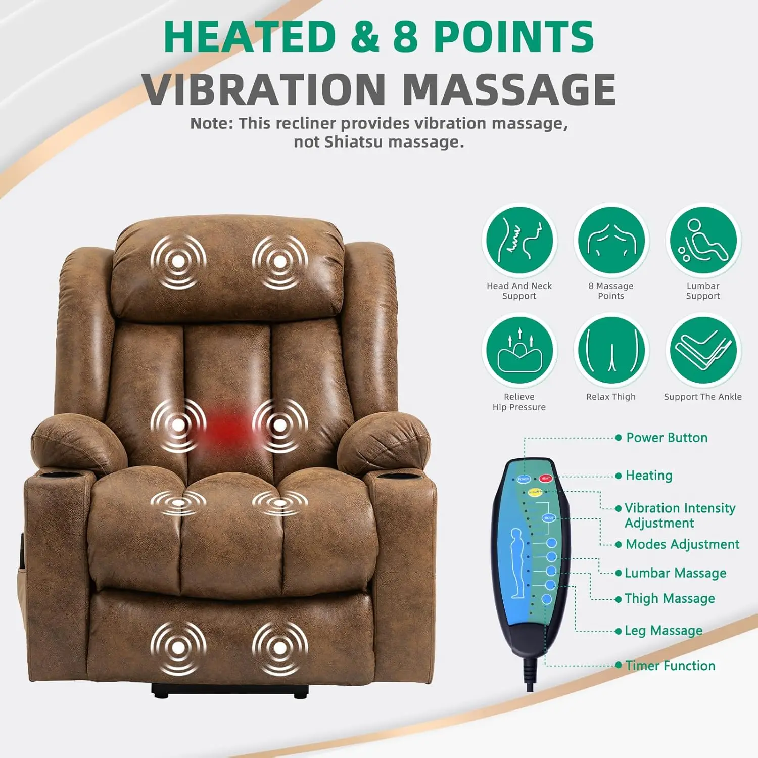 Tall Man Large Power Lift Recliner Chair with Massage and Heat for Elderly, Overstuffed Wide Electric Lift Recliner, Customized - Image 5