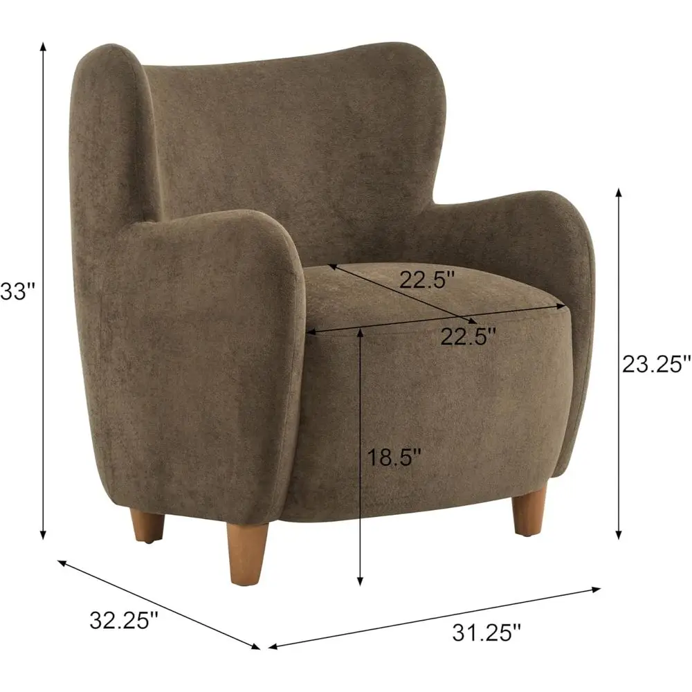 Auden Wingback Accent Chair, abric Club Chair, Velvet Upholstered Armchair, Curved Backrest Single Soa, Sot Cushion Seating, Rea - Image 2