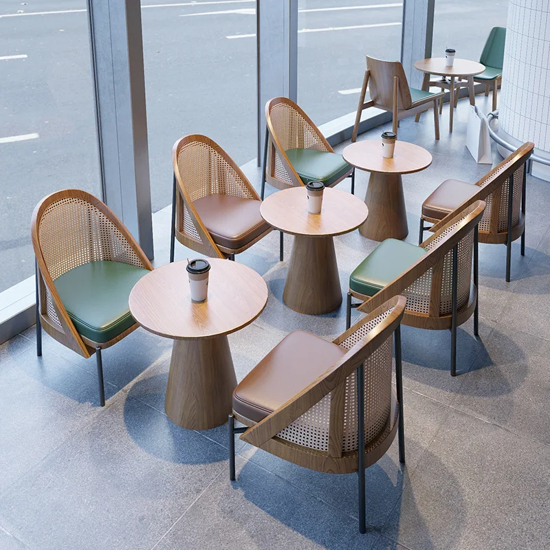 Modern Factory Wholesale Restaurant Furniture Dining Sofa Set Cafe Dinning Table and Chair Set bar Club Booth Sofa Rattan Chair - Image 3