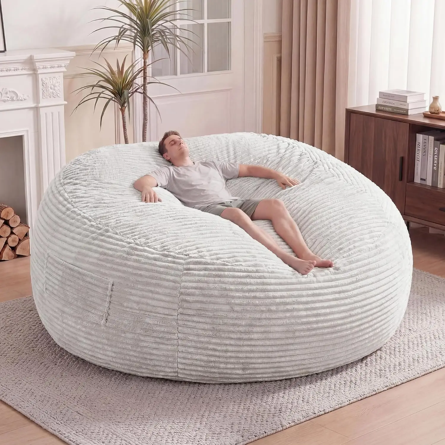 Oversized Couch with Removable Cover, Soft Plush Bean Bag Chairs for Adults and for Kids