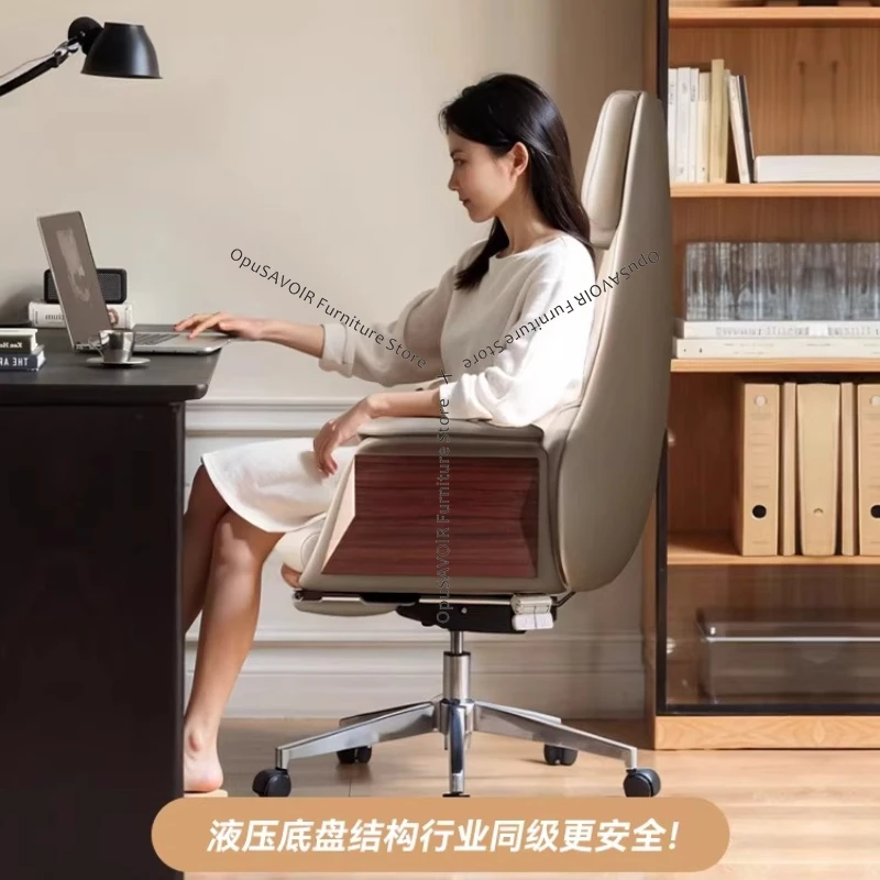 Genuine Leather Executive Office Chair - Reclining Ergonomic Computer Desk Chair with Lumbar Support for Home and Business JT40 - Image 3