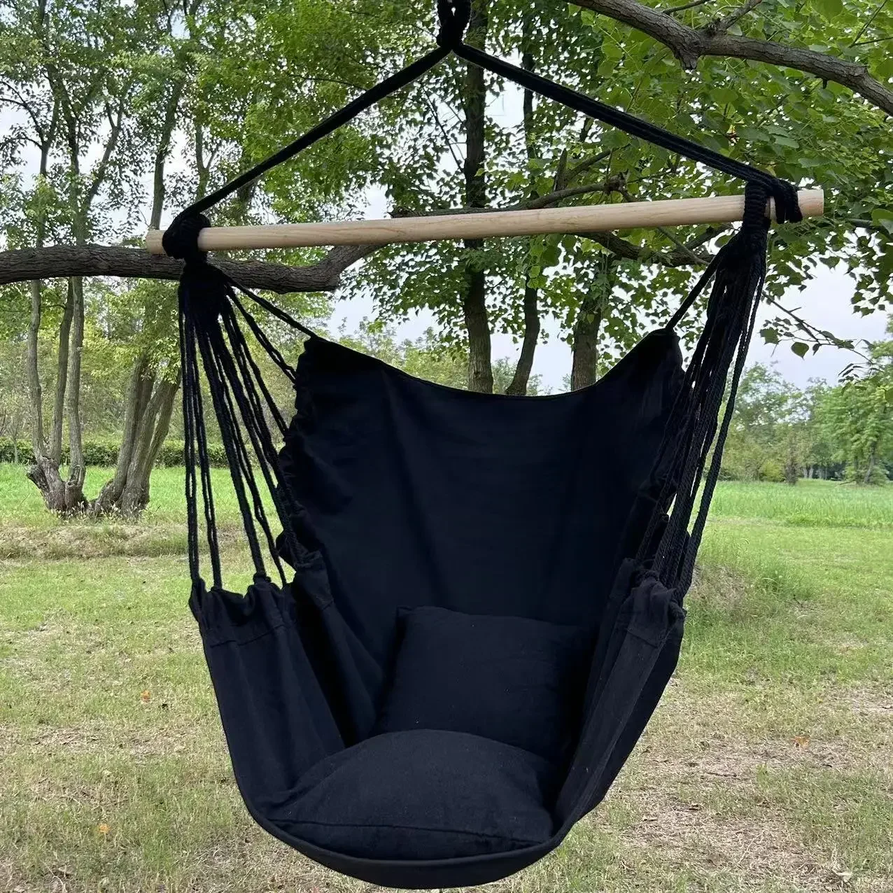 1pc Leisure Fabric Hammock Chair Outdoor Swing Chair Hammock Dormitory Hammock Chair Anti Rollover Hammock With Storage Bag - Image 5