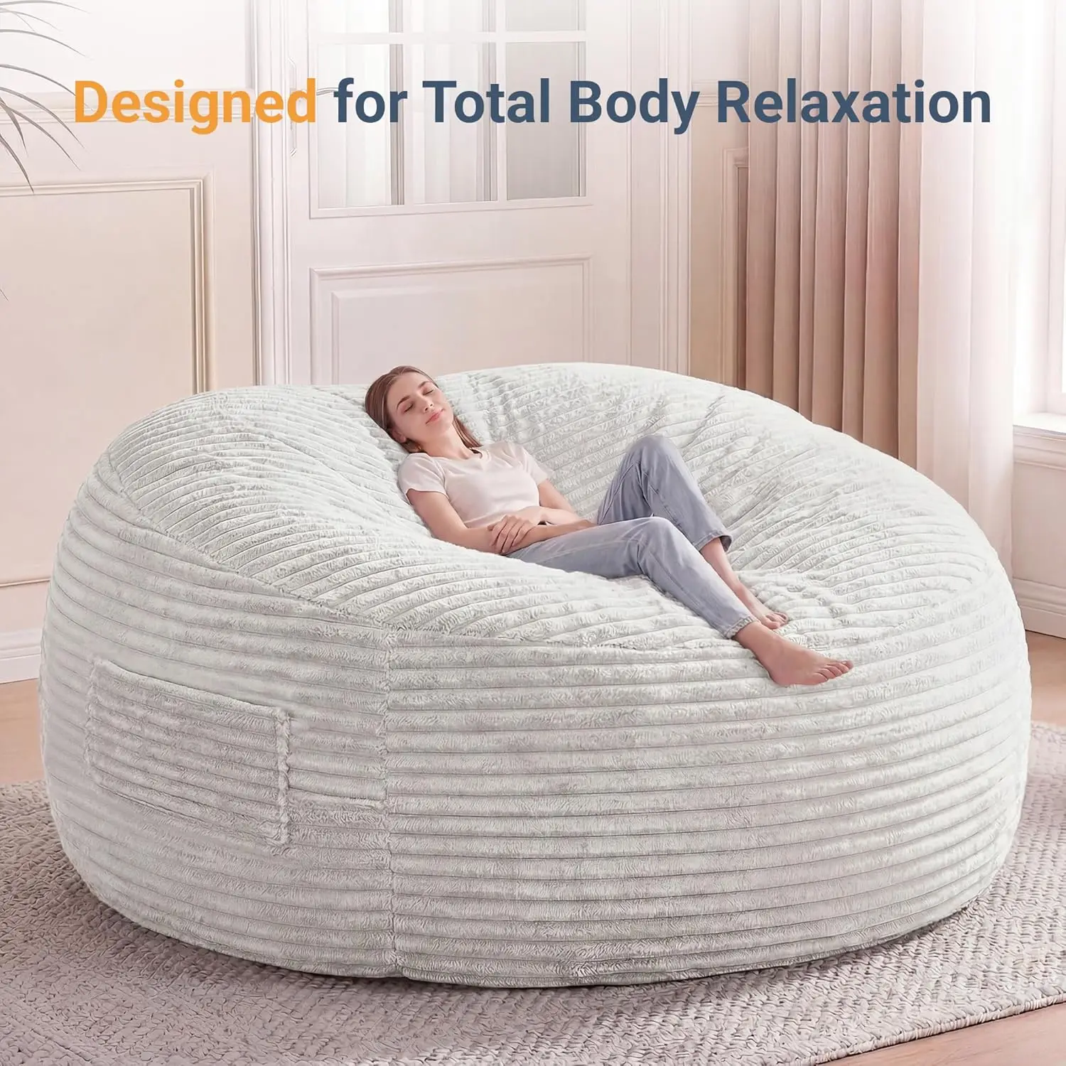 Oversized Couch with Removable Cover, Soft Plush Bean Bag Chairs for Adults and for Kids - Image 3