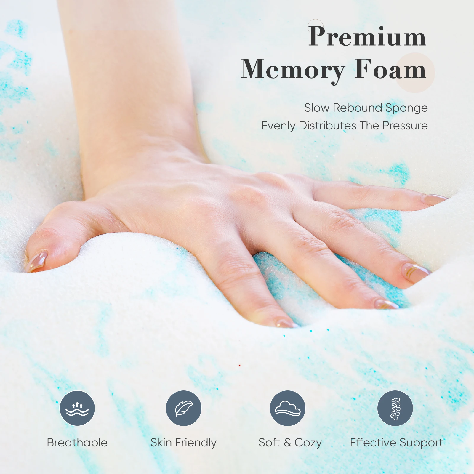 JHK 2 Inch Gel Memory Foam Mattress Topper Full Size Cooling Mattress Soft and Breathable Bed Topper School Bedroom Furniture - Image 5