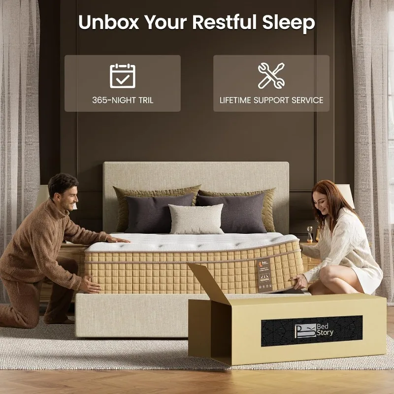 BedStory Firm Full Mattress 12 Inch, Hotel Collection Hybrid Mattress with Extra Back & Hip Support, Deep Sleep Comfort, - Image 6