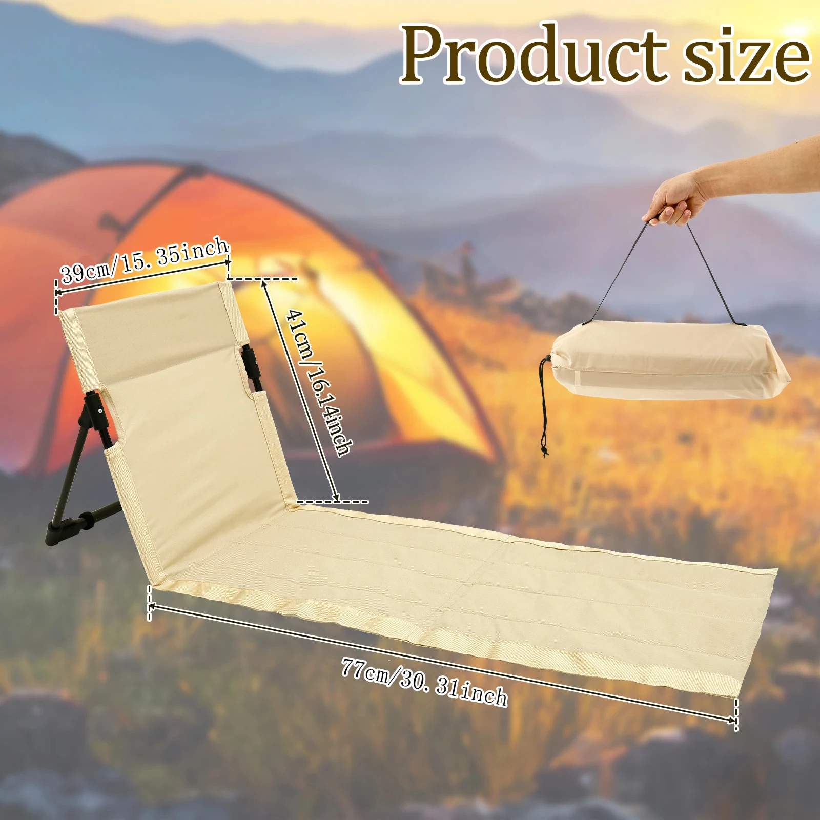 Outdoor Foldable Camping Chair Oxford Cloth Camping Floor Chair Garden Park Single Lazy Chair Backrest Cushion Picnic Back Chair - Image 3