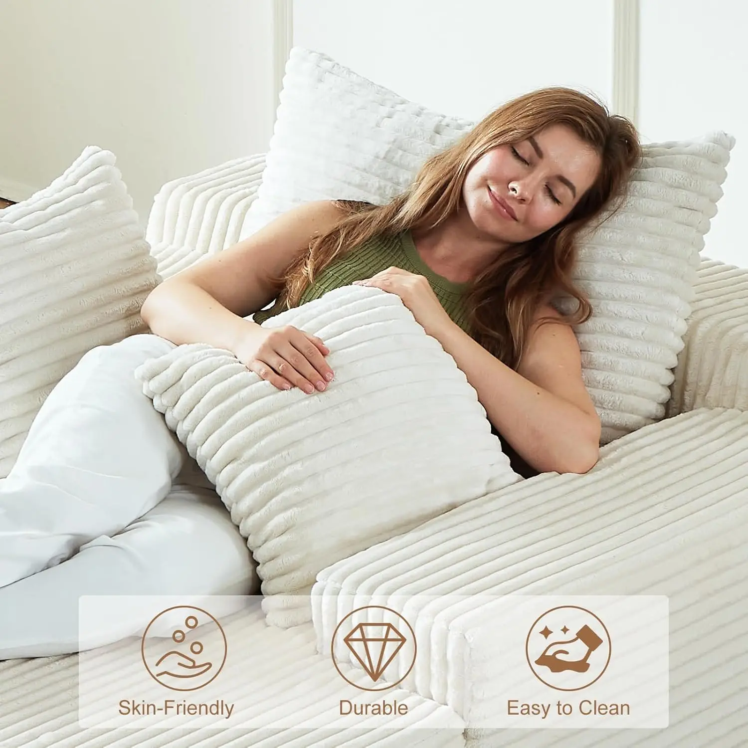 67 Inch Chaise Lounge Chair Indoor Oversized Upholstered Corduroy Sofa Bed Deep Seat Sleeper Couch Customized - Image 6