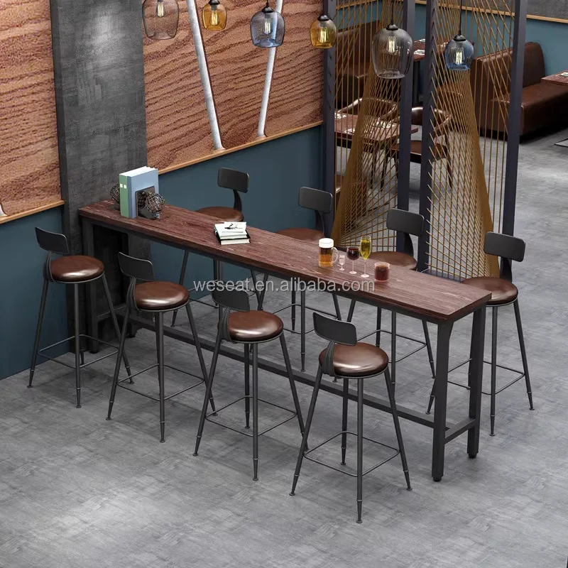 Durable Industrial Wood Cafe Restaurant Furniture Bistro Table Set Canteen Booth Seating Sofa - Image 5