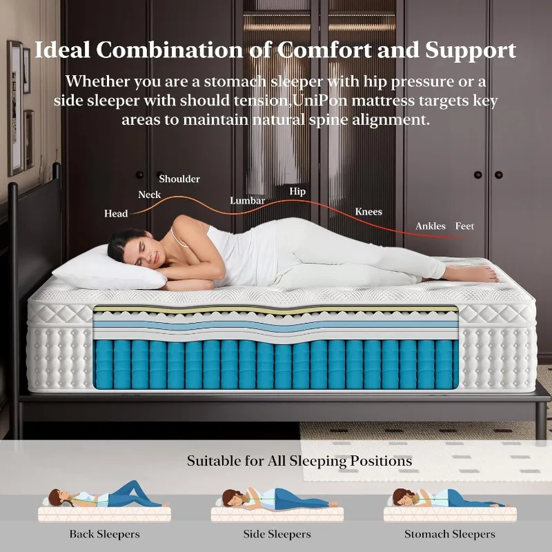 BedStory Medium Firm King Size Mattress 14 Inch, Luxury Hybrid Mattress in a Box for Zoned Pressure and Pain Relief, - Image 5