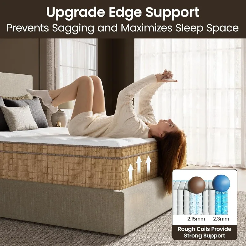 BedStory Firm Full Mattress 12 Inch, Hotel Collection Hybrid Mattress with Extra Back & Hip Support, Deep Sleep Comfort, - Image 5