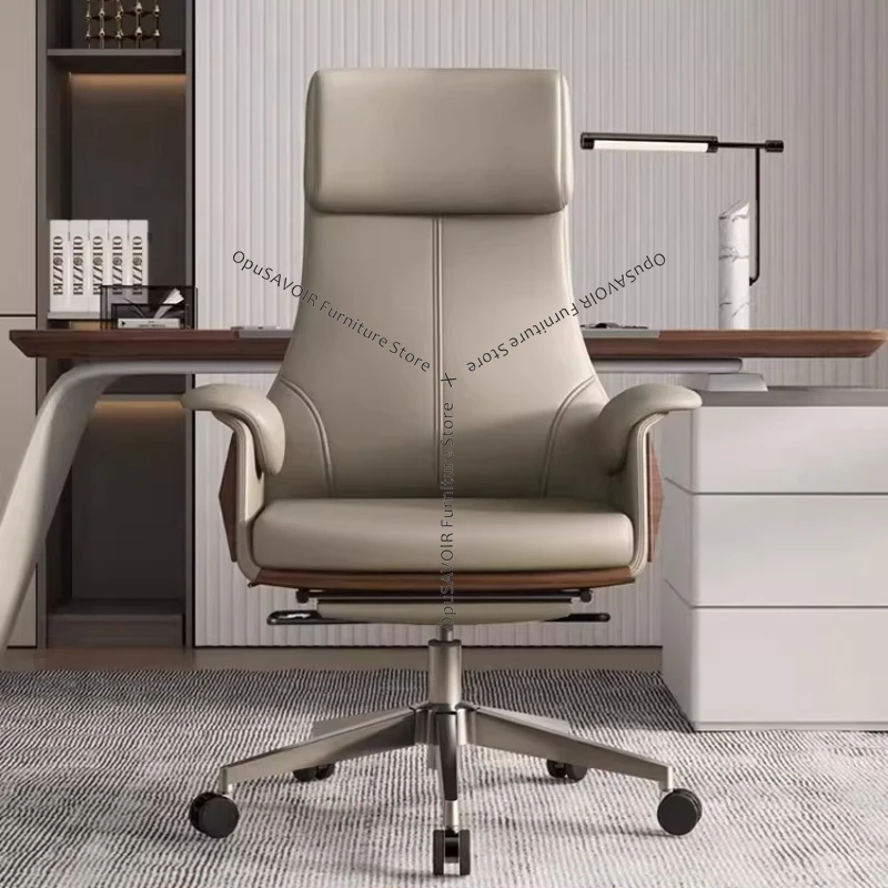Genuine Leather Executive Office Chair - Reclining Ergonomic Computer Desk Chair with Lumbar Support for Home and Business JT40