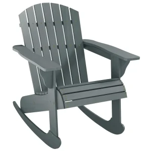Wooden Adirondack Rocking Chair Outdoor Lounge Chair Fire Pit Seating with Slatted Wooden Design, Fanned Back, Customized