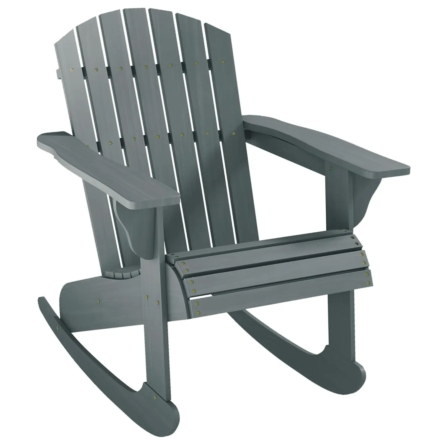 Wooden Adirondack Rocking Chair Outdoor Lounge Chair Fire Pit Seating with Slatted Wooden Design, Fanned Back, Customized