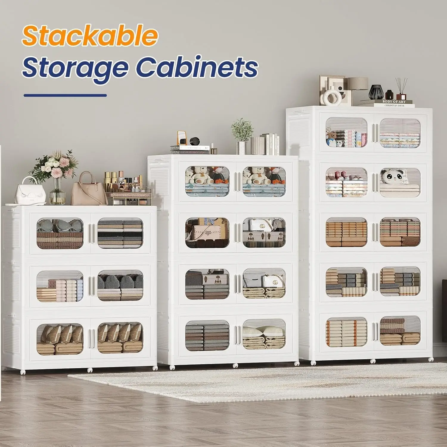 250Gal Stackable Storage Bins with Wheels Lid Doors Large Plastic Containers - Image 6