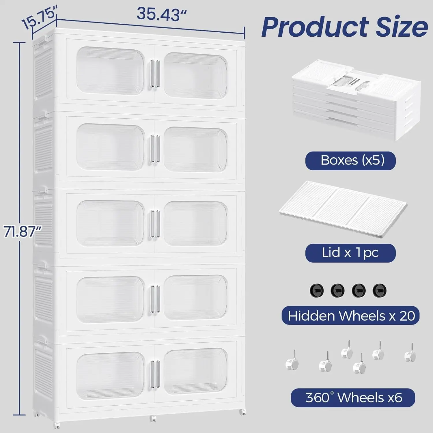 250Gal Stackable Storage Bins with Wheels Lid Doors Large Plastic Containers - Image 3