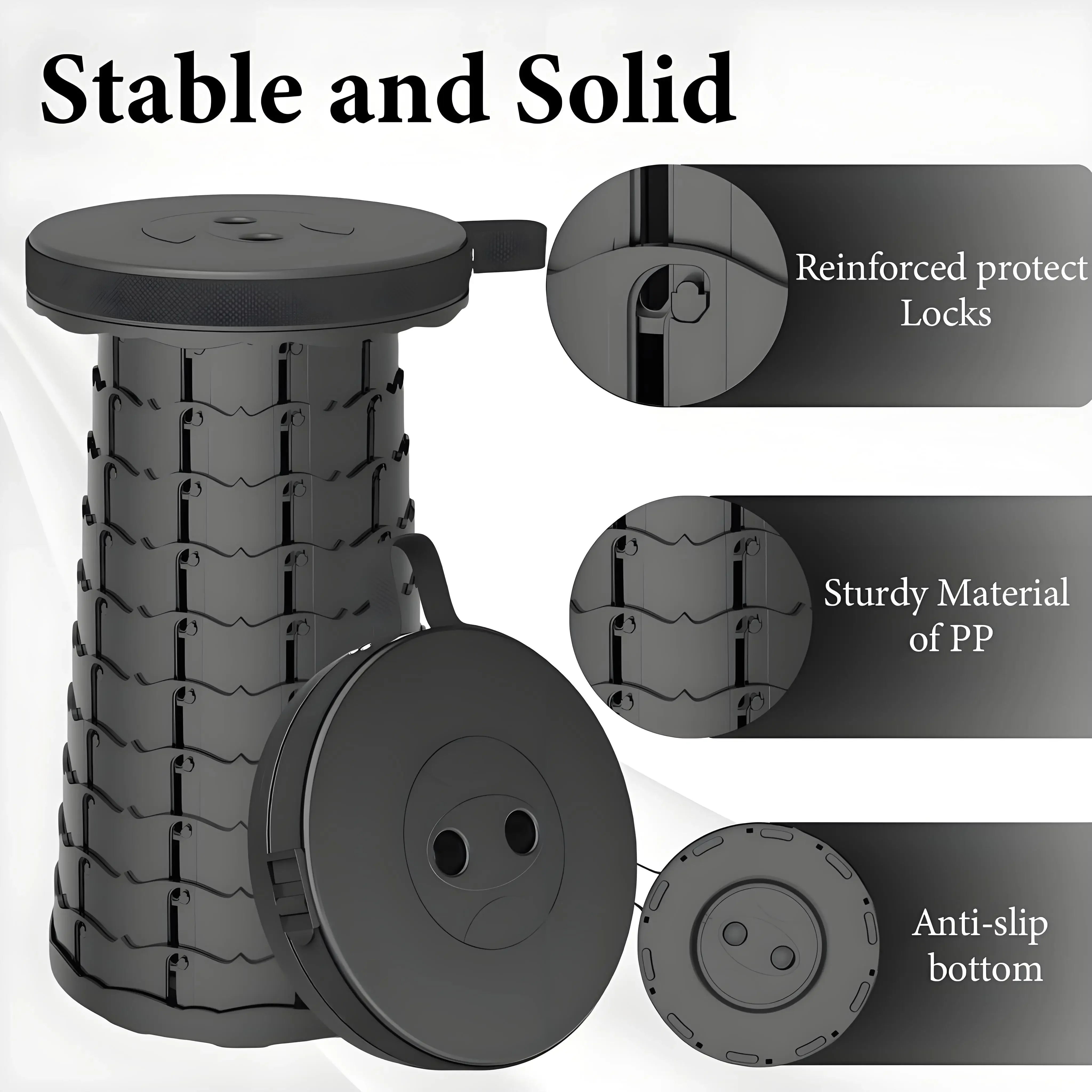 Portable Folding Stool Capacity Compact Camping Seat | Lightweight for Fishing Hiking Outdoor Events Subway Bus Commuting - Image 3