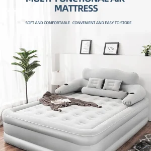 150*203cm Automatic Inflatable Bed with Detachable Backrest Double Bed Camping Tent Mattress Portable Built-in Pump Air Cushion