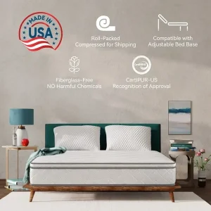 Queen Size Mattress,10 Inch Hybrid Mattrin a Box with Gel Memory Foam,Individually Wrapped Pocket