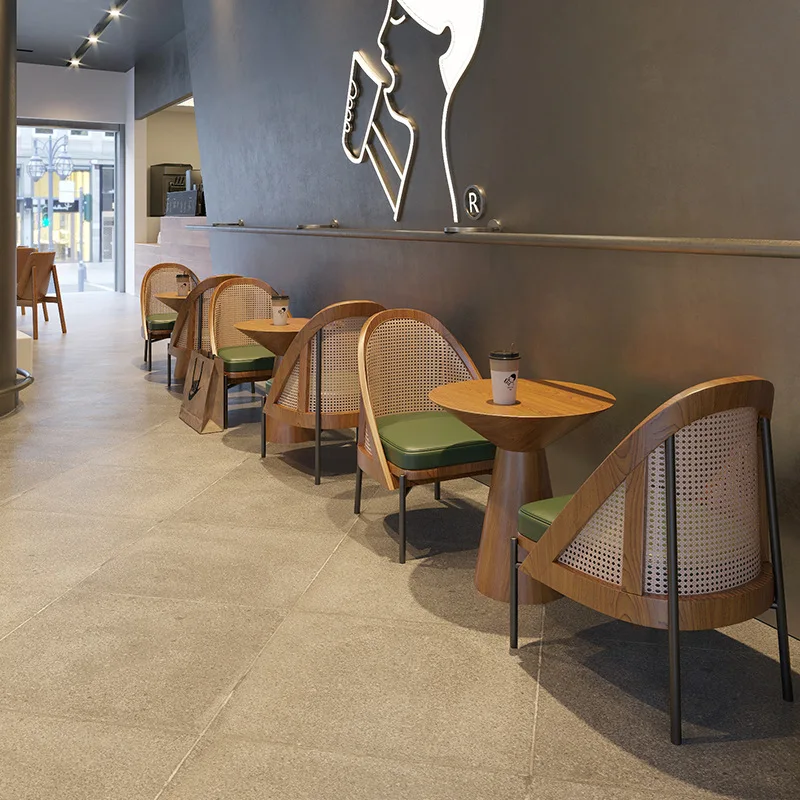 Modern Factory Wholesale Restaurant Furniture Dining Sofa Set Cafe Dinning Table and Chair Set bar Club Booth Sofa Rattan Chair - Image 2