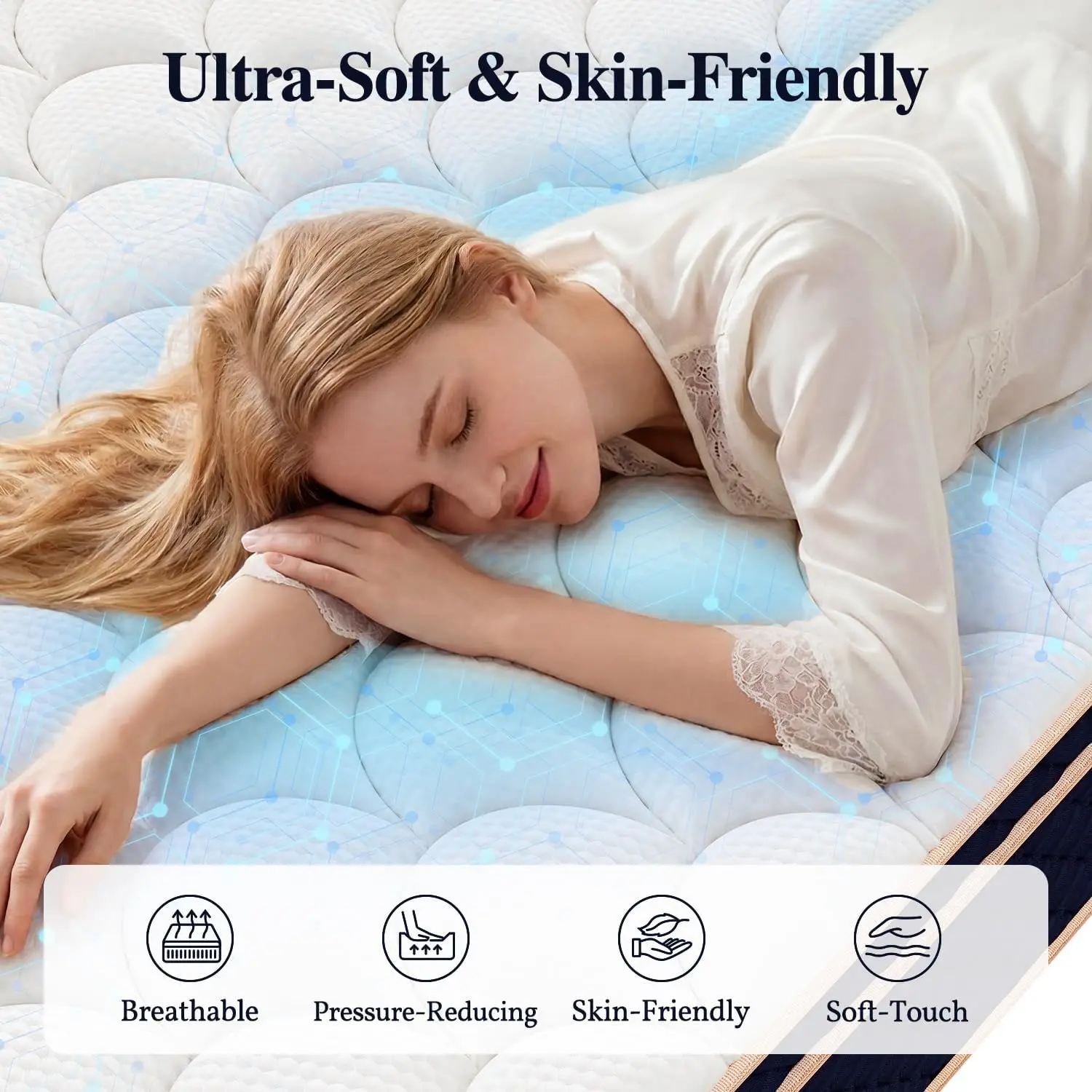 12"14"16" Full Queen King Size Hybrid Mattress in a Box with Gel Memory Foam Mattresses Medium Firm Motion Isolation - Image 3