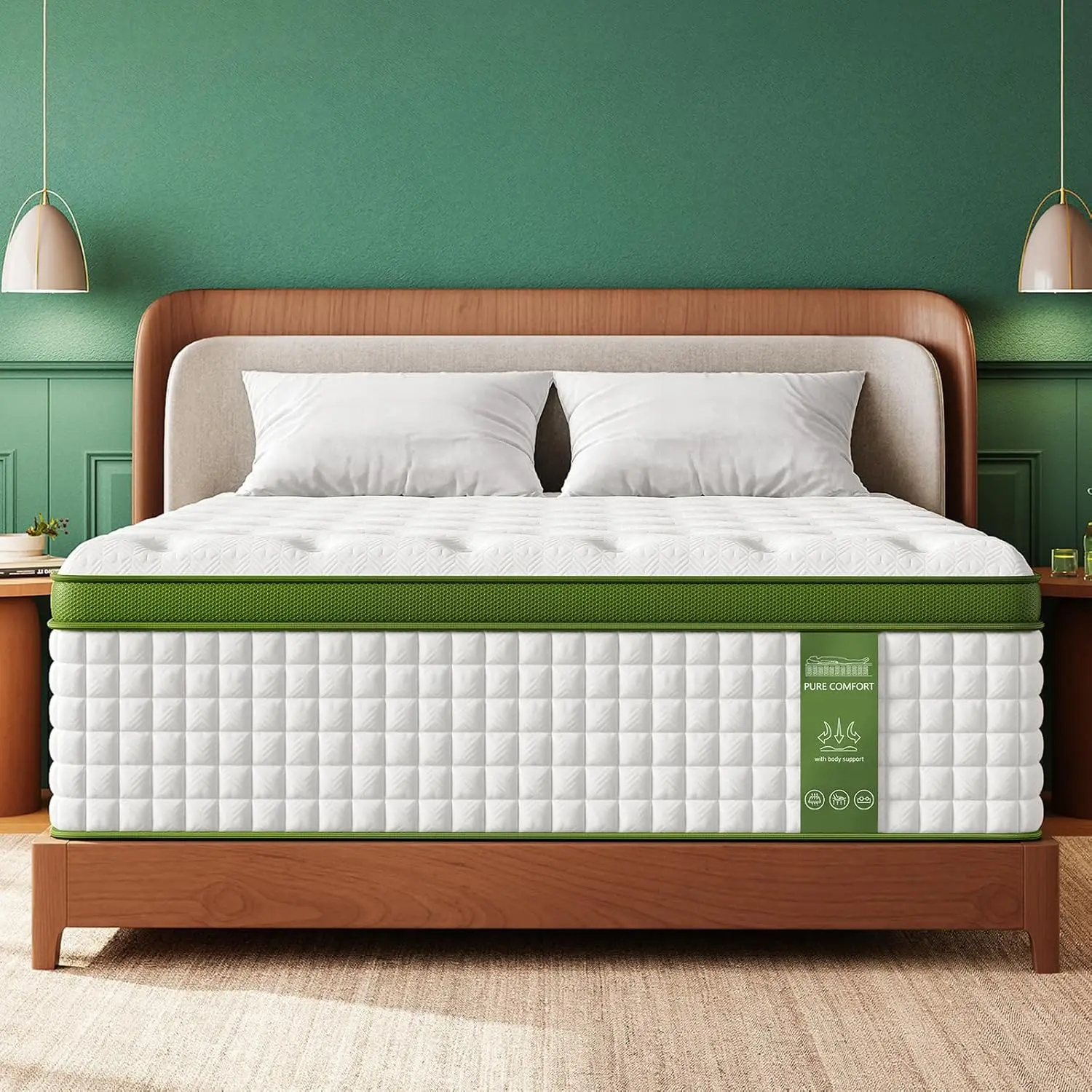 BedStory 12'' Full/King/Queen Size Mattress, Hybrid Mattress, Gel Memory Foam & Pocket Springs for Pressure Relief & Support - Image 6