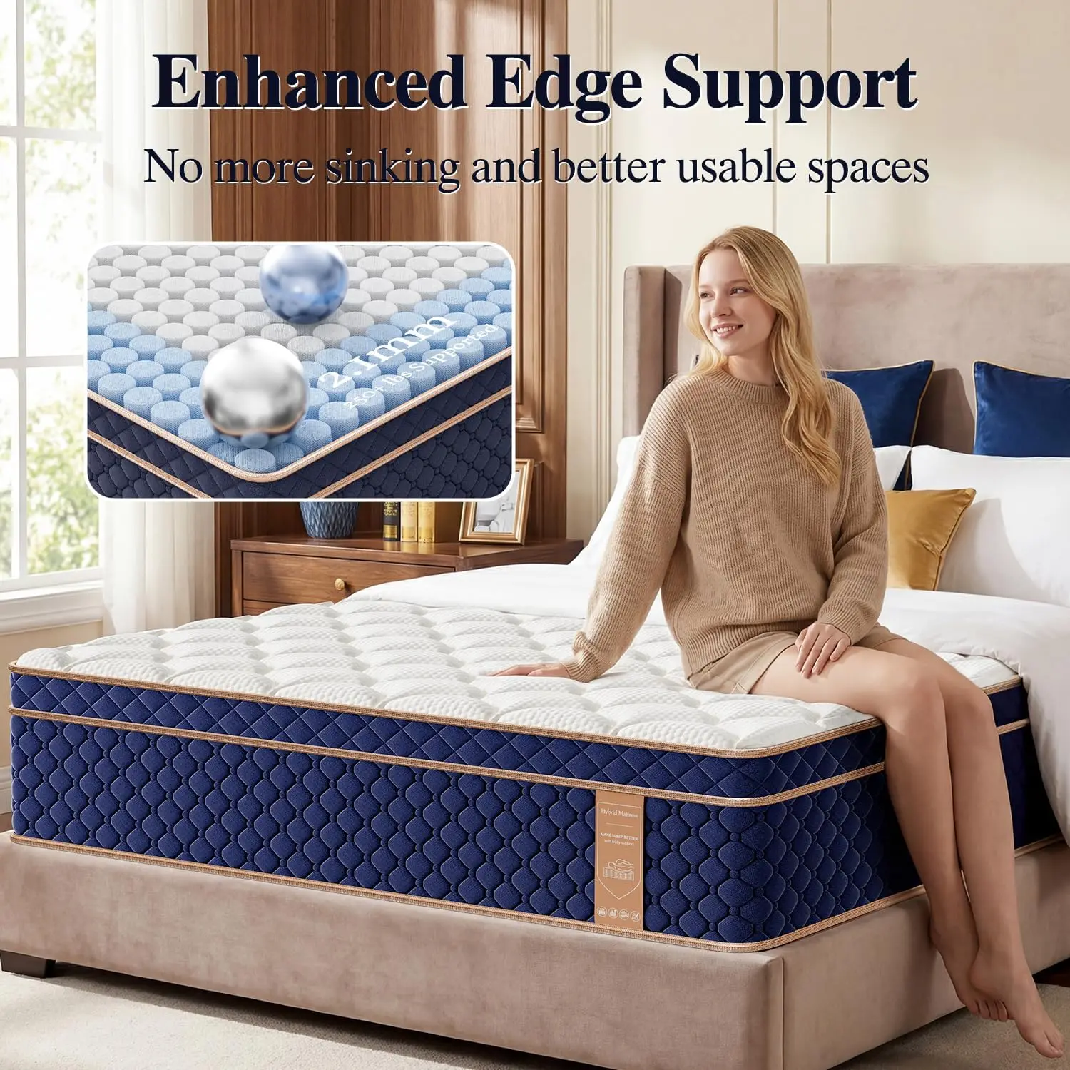 12"14"16" Full Queen King Size Hybrid Mattress in a Box with Gel Memory Foam Mattresses Medium Firm Motion Isolation - Image 5